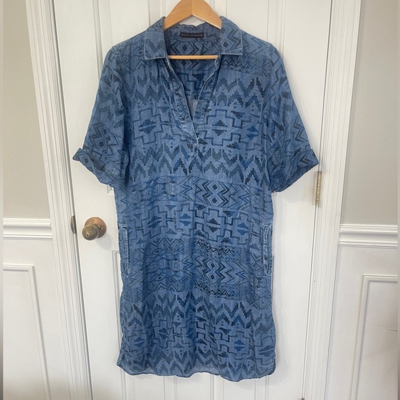 Grace Element Large Aztec Shirt Dress Pockets Short Sleeves Southwest - Picture 1 of 8